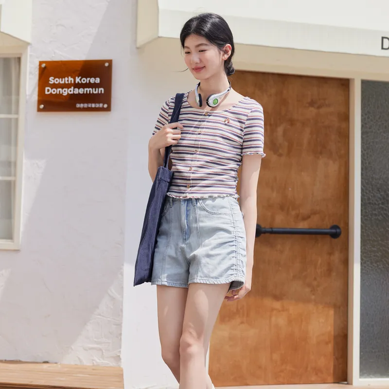 ZIHAN T Shirts Women's Red Stripes-3