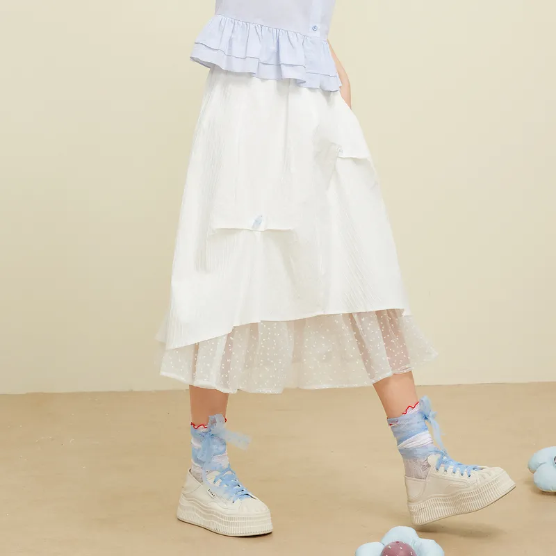 ZIHAN Casual Long Skirt Women's Sunshine White-4