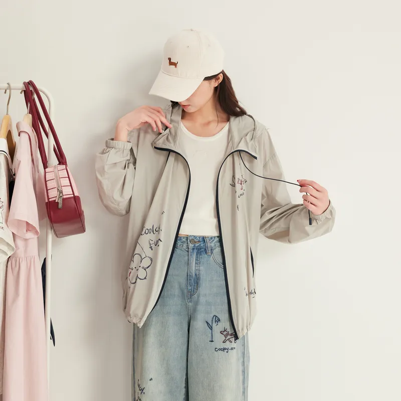 ZIHAN Cropped Coat Women's Preppy Gray-2