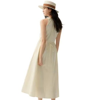 ZIHAN Sleeveless Dress Women's Beige Apricot
