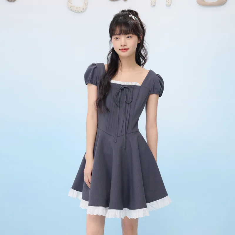 ZIHAN Short Sleeved Dress Women's Gray-1