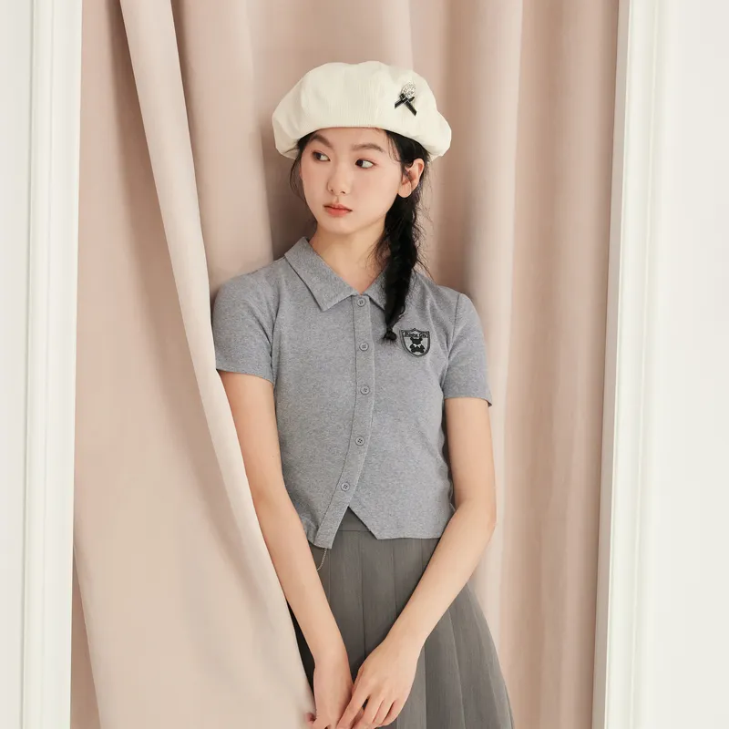 ZIHAN Polo Shirts Women's Gray-2