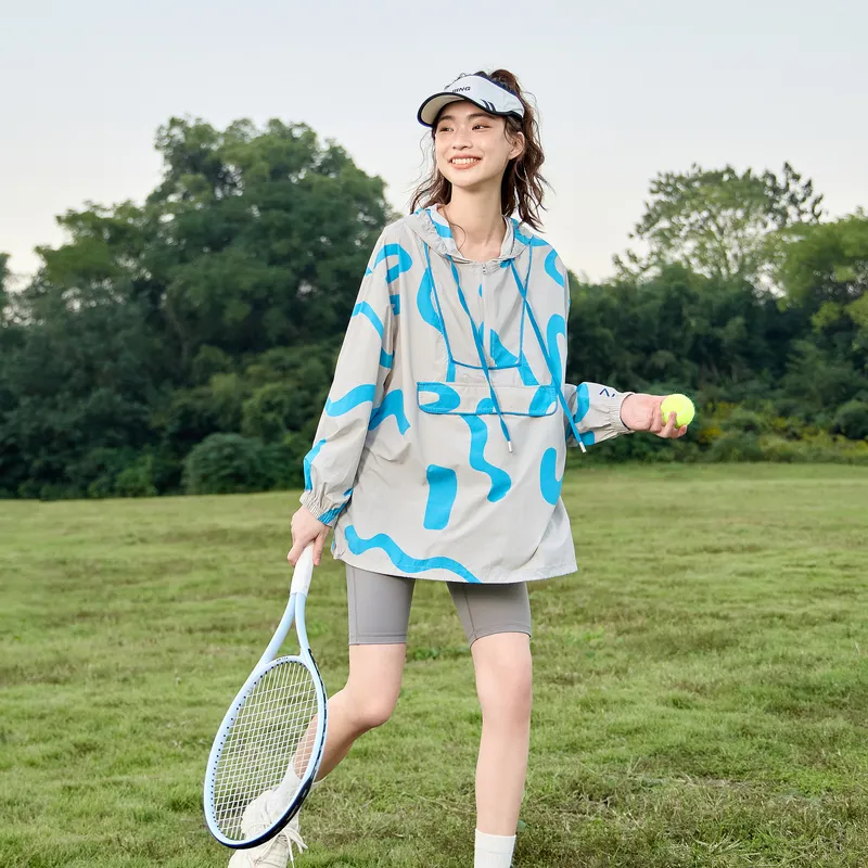 ZIHAN Cropped Coat Women's Gray With Blue Floral-1