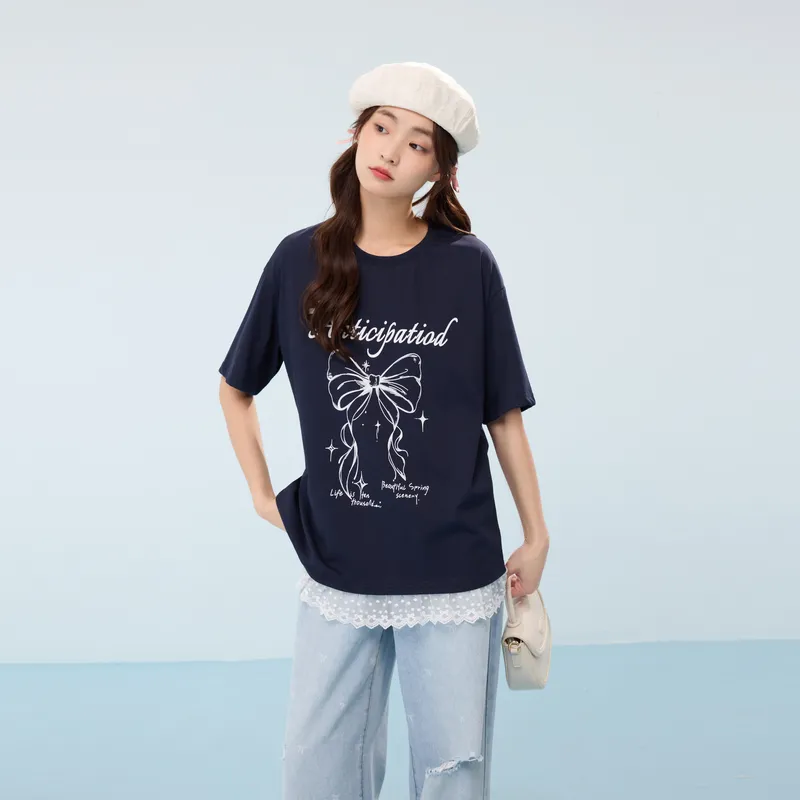 ZIHAN T Shirt Women's Navy Blue-2