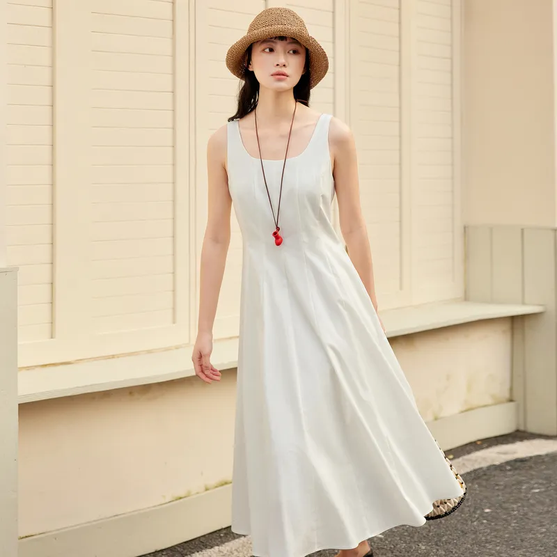 ZIHAN Sleeveless Dress Women's White-2