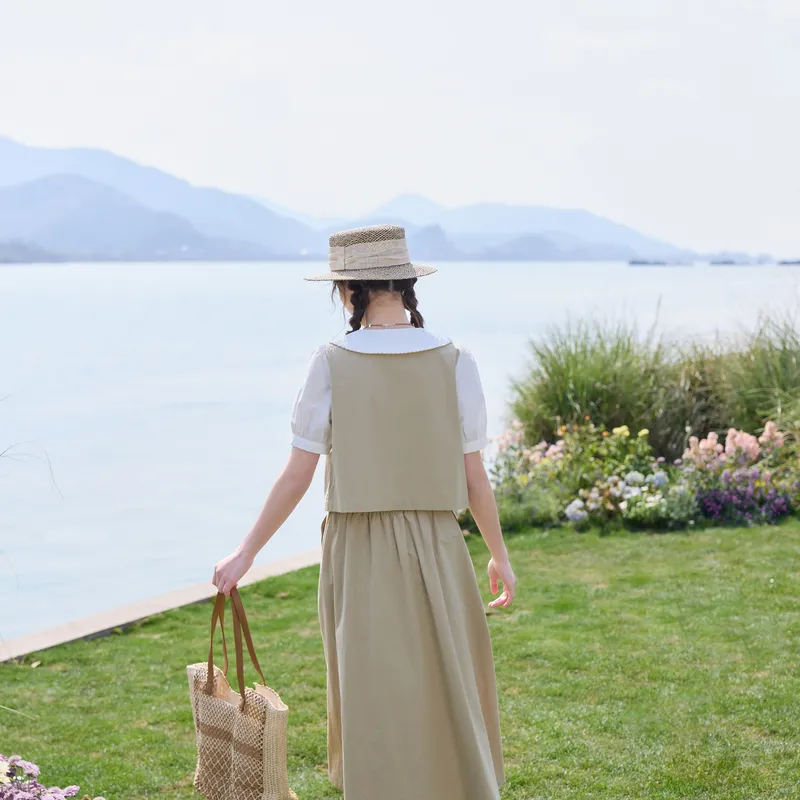 ZIHAN Skirt Set Women's Light Brown Tea-4