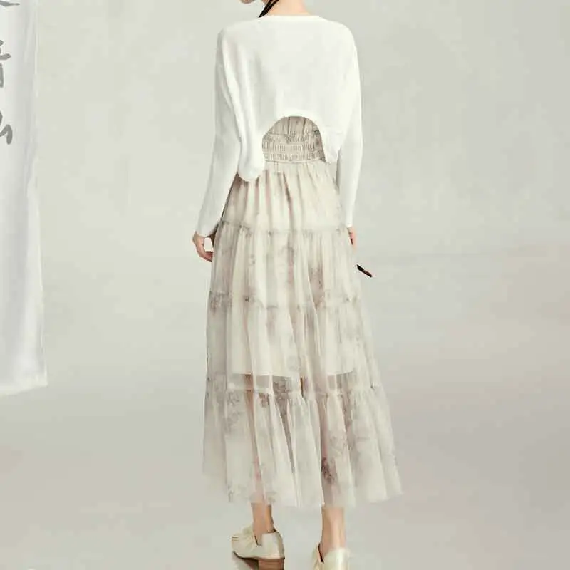 ZIHAN Skirt Set Women's Bamboo Straw Gray-1
