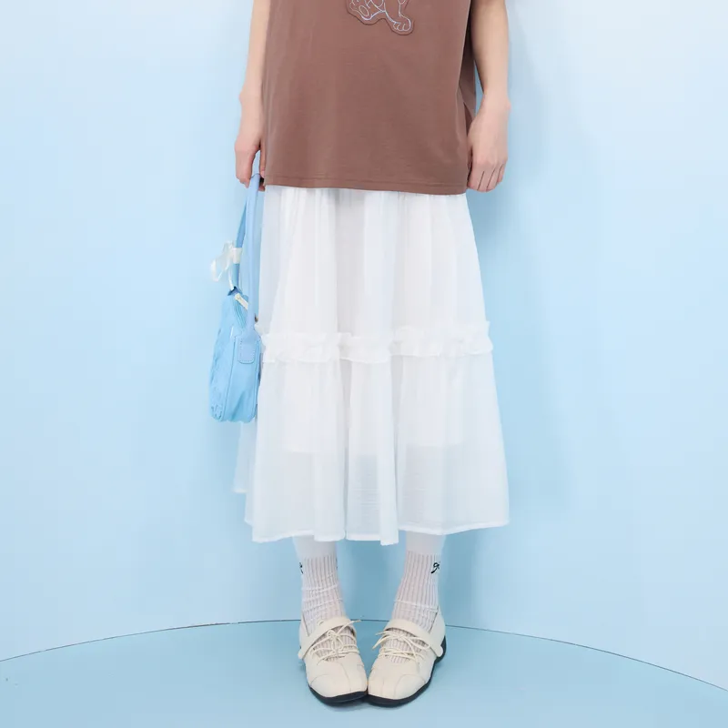 ZIHAN Casual Long Skirt Women's White-2
