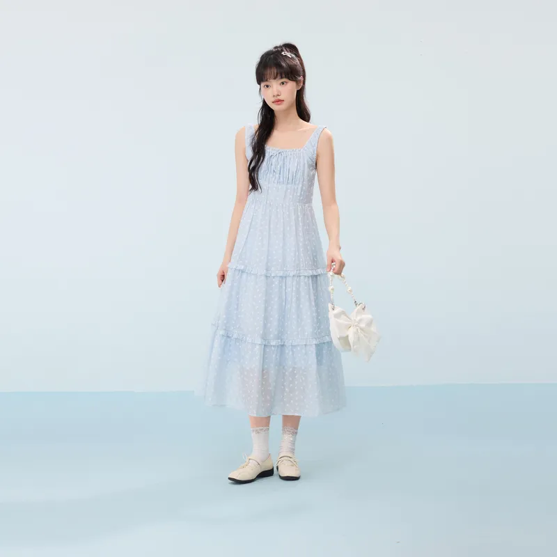 ZIHAN Slip Dress Women's Blue With Print-2