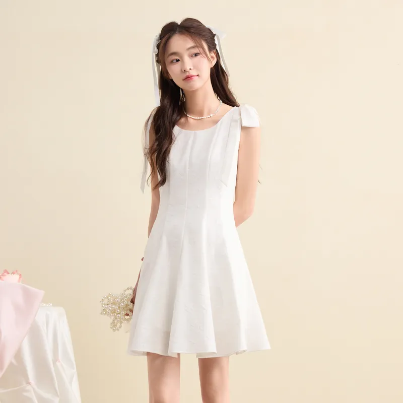 ZIHAN Sleeveless Dress Women's Pearl White-2