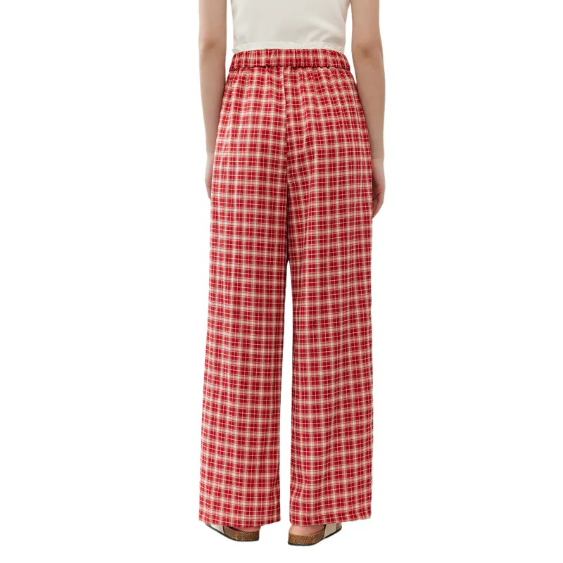 ZIHAN Casual Pants Women's Red Plaid-1