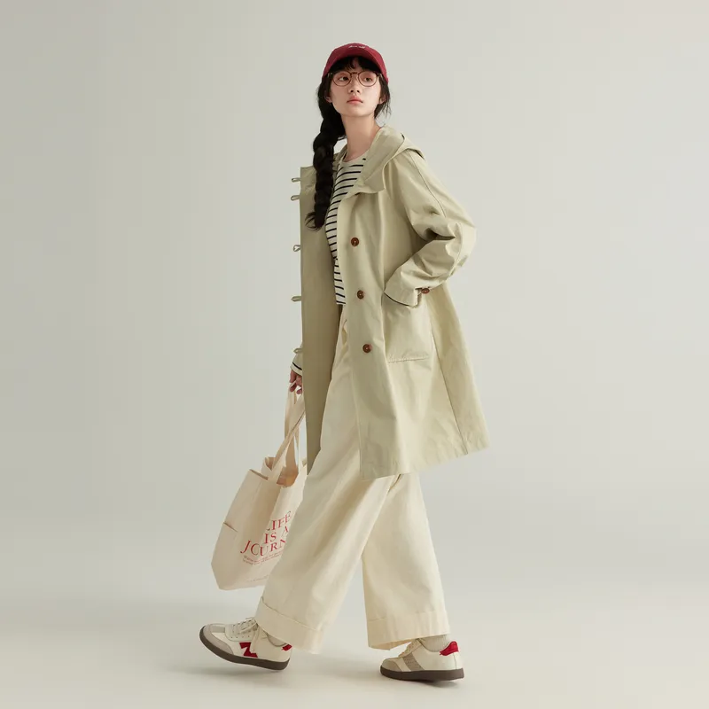 ZIHAN Trench Coat Women's Khaki Green-4