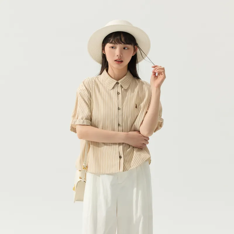 ZIHAN Shirt Women's Beige With Stripes-1