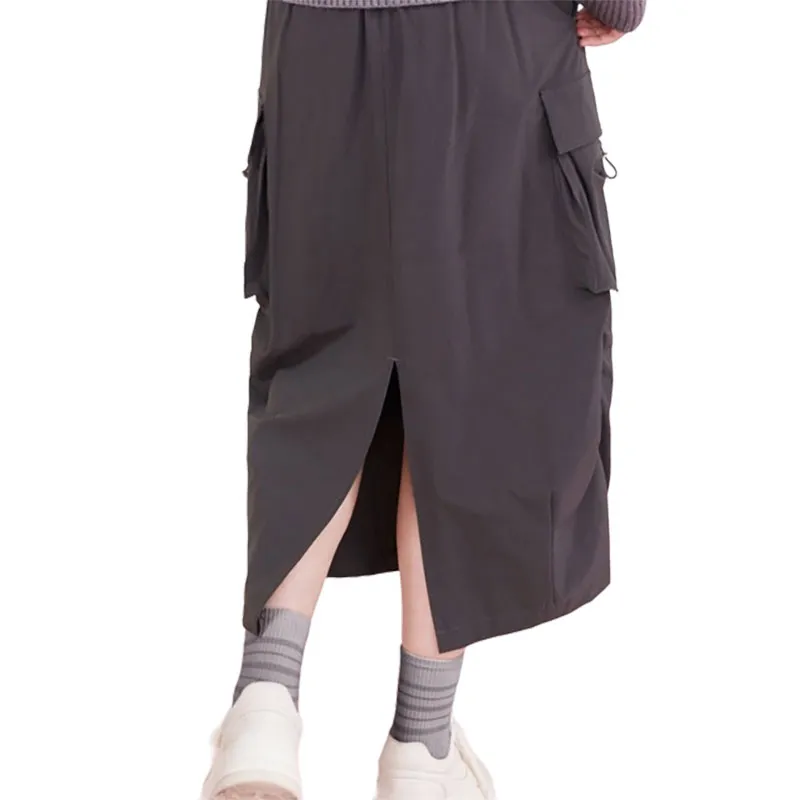 ZIHAN x Milk Puff Casual Long Skirt Women's Gray-1