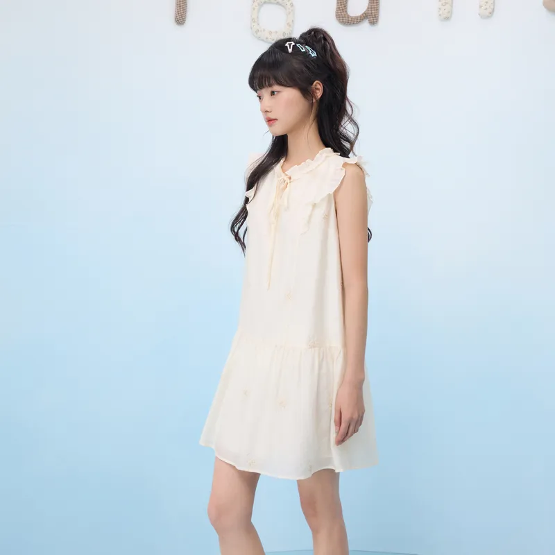 ZIHAN Sleeveless Dress Women's Beige-3