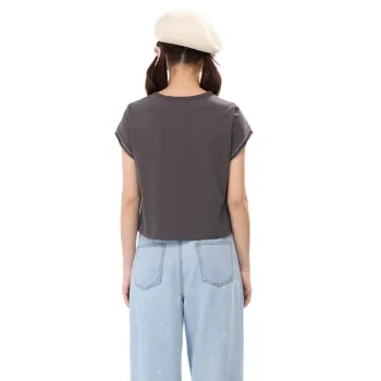 ZIHAN Flutter Sleeve T Shirt Women's Gray
