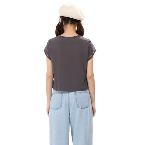 ZIHAN Flutter Sleeve T Shirt Women's Gray