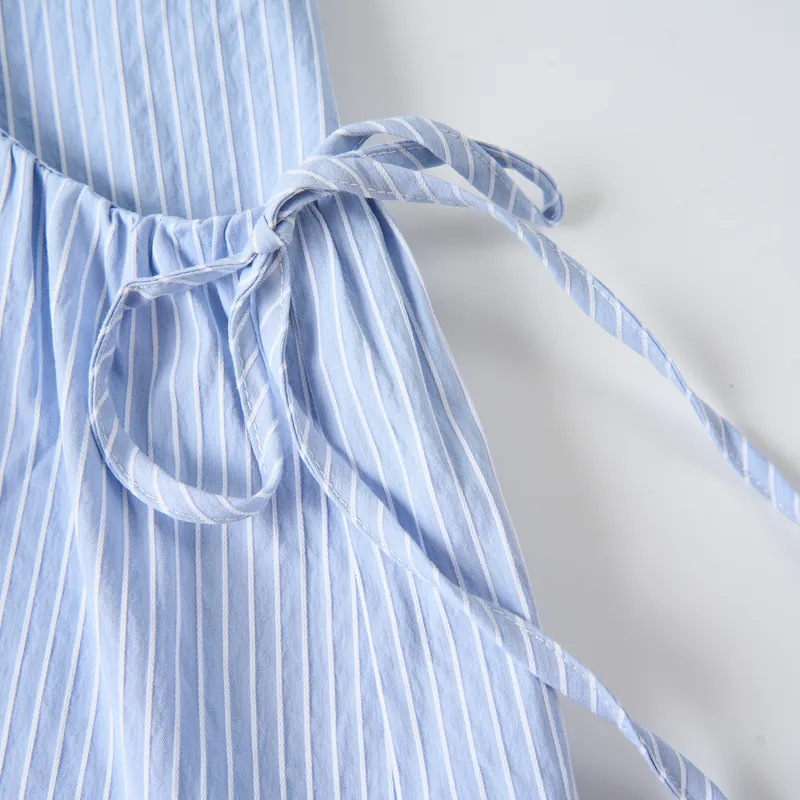 ZIHAN Skirt Set Women's Blue White Stripes-2