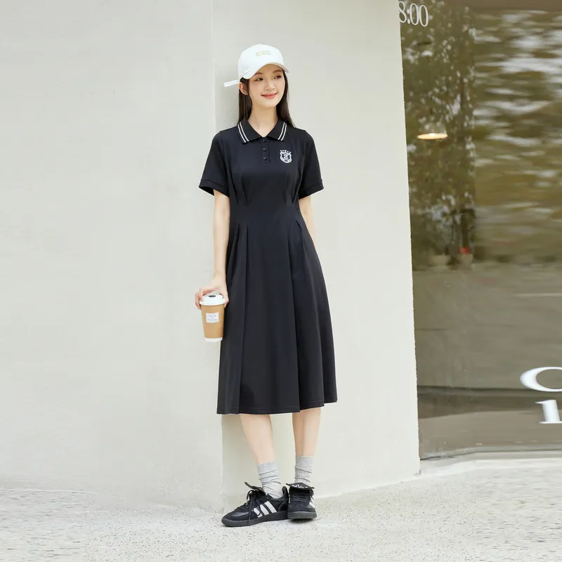 ZIHAN Short Sleeved Dress Women's Black-2