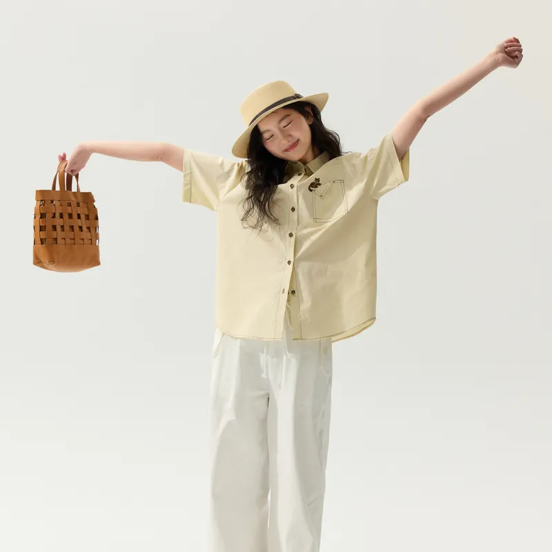 ZIHAN Shirts Women's Beige-2