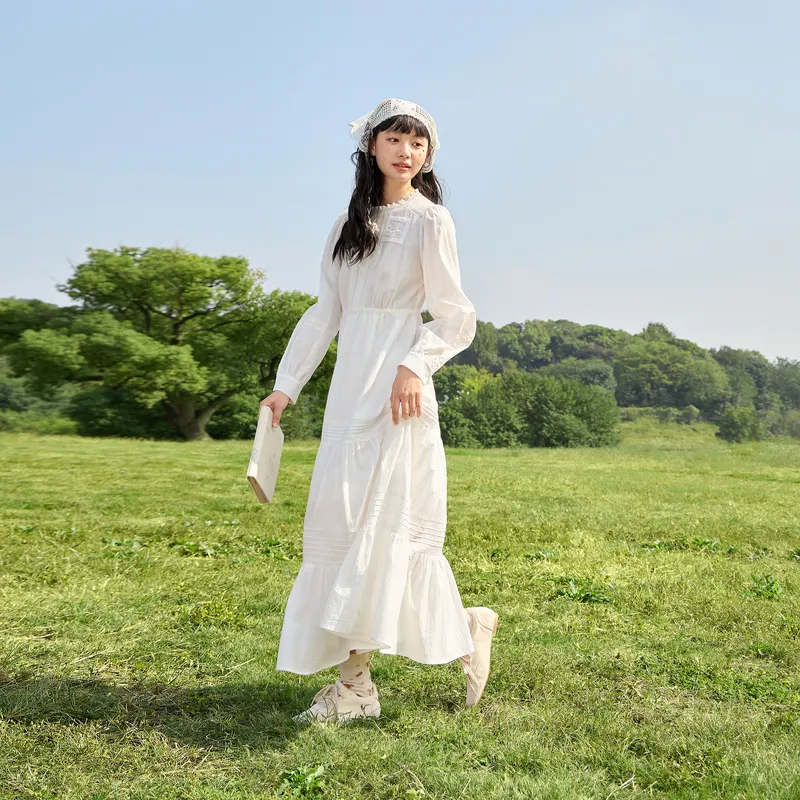 ZIHAN Long Sleeved Dress Women's White-2