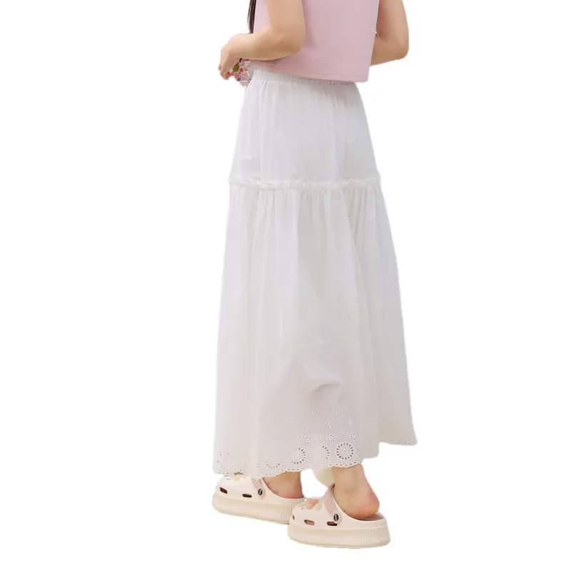 ZIHAN Casual Long Skirt Women's Raw White-1