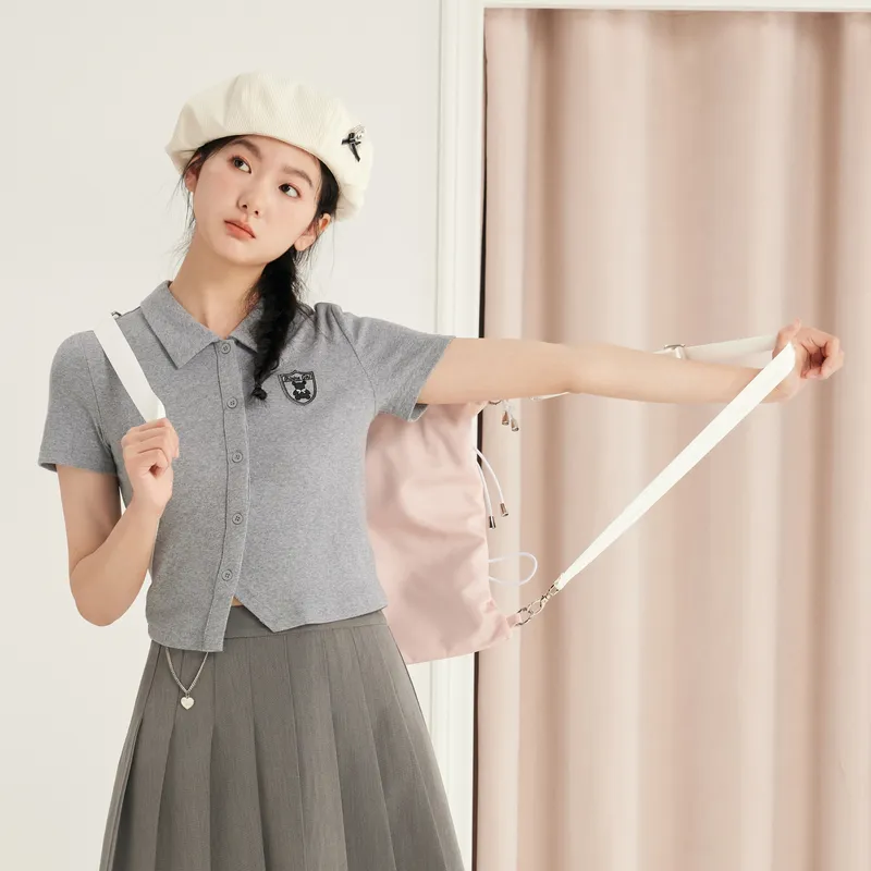 ZIHAN Polo Shirts Women's Gray-4