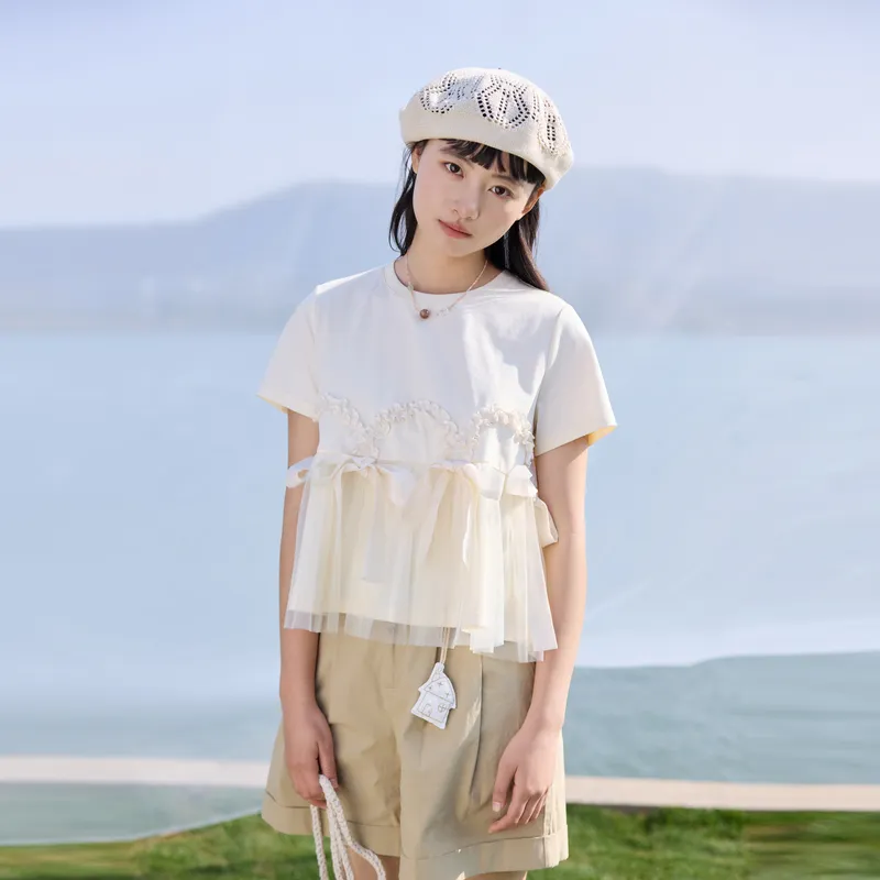 ZIHAN T Shirt Women's Beige Apricot-2