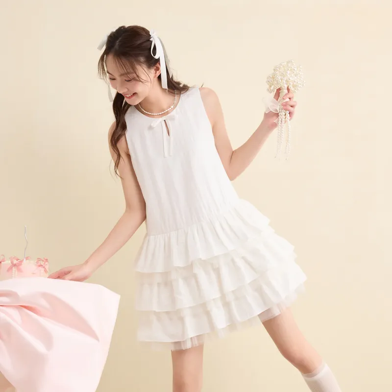 ZIHAN Sleeveless Dresses Women's Pearl White-4