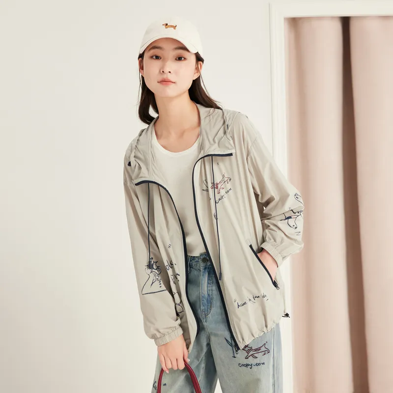 ZIHAN Cropped Coat Women's Preppy Gray-3