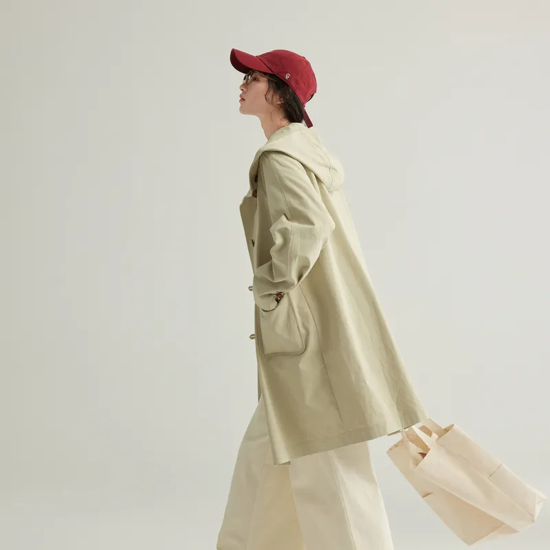 ZIHAN Trench Coat Women's Khaki Green-2