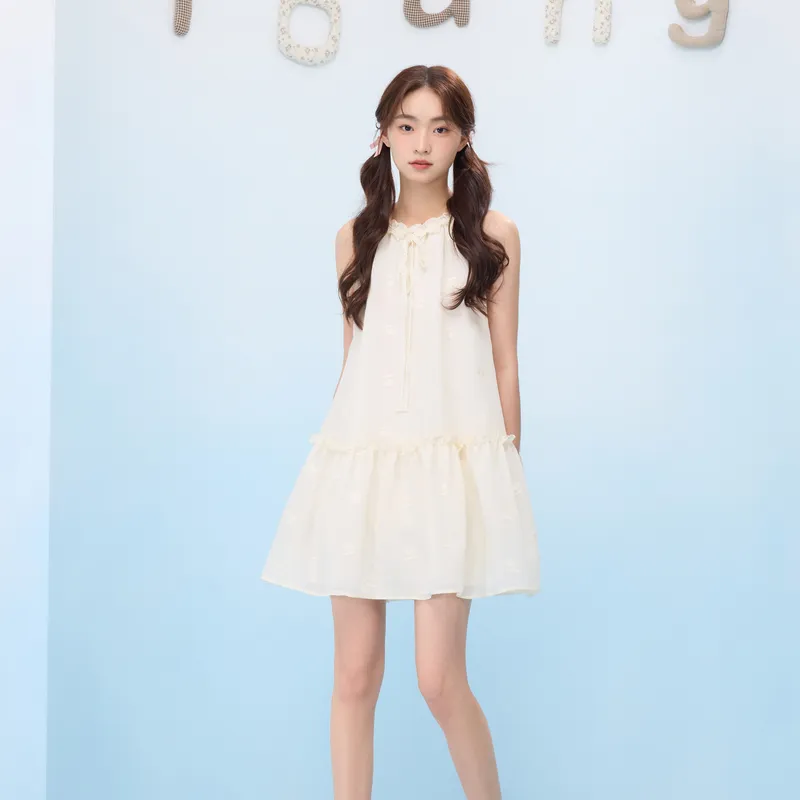 ZIHAN Sleeveless Dress Women's Beige Gold-1