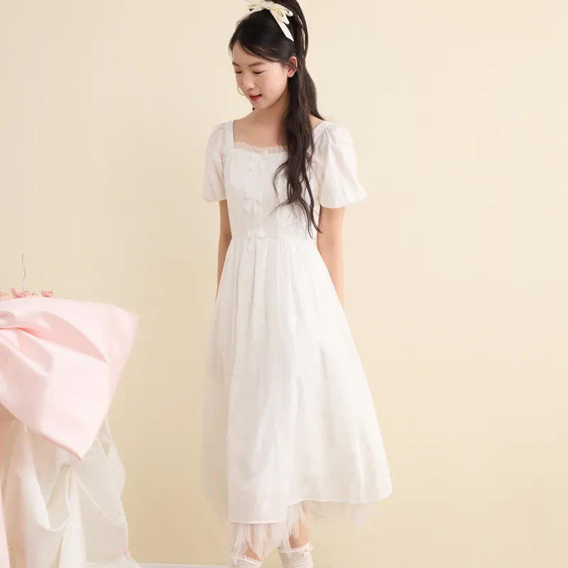 ZIHAN Short Sleeved Dress Women's Pearl White-2