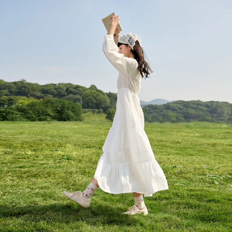 ZIHAN Long Sleeved Dress Women's White-1