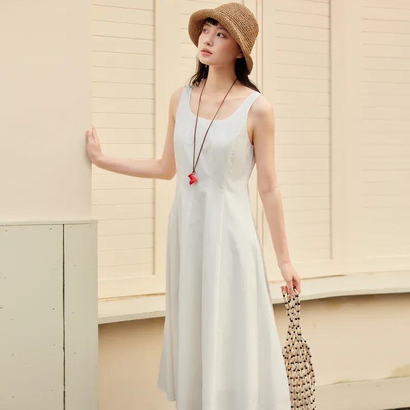 ZIHAN Sleeveless Dress Women's White-3