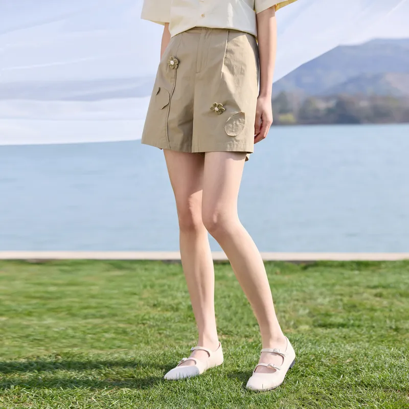 ZIHAN Casual Shorts Women's Khaki Green-3
