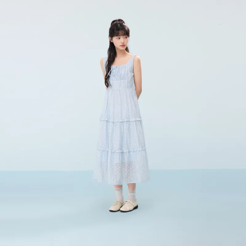 ZIHAN Slip Dress Women's Blue With Print-3