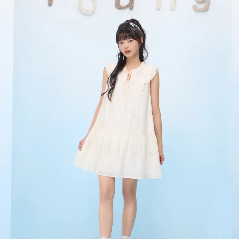 ZIHAN Sleeveless Dress Women's Beige-2