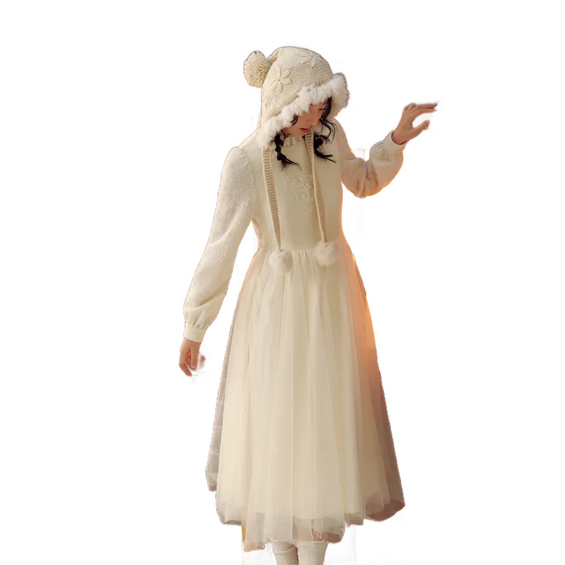 ZIHAN Long Sleeved Dress Women's Beige Gold-1