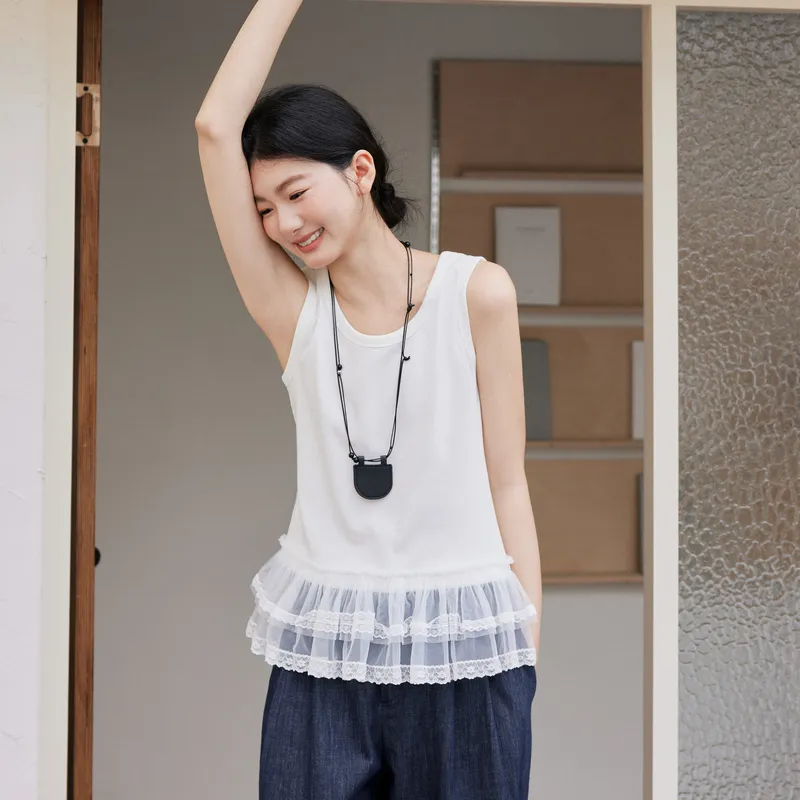 ZIHAN Tank Tops Women's White-2
