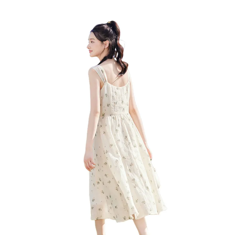 ZIHAN Slip Dresses Women's Beige Gold-1