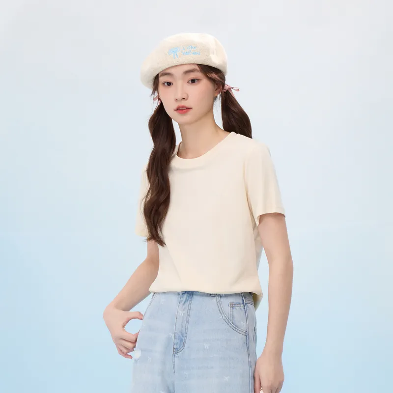 ZIHAN Set in Sleeve T Shirt Women's White-3