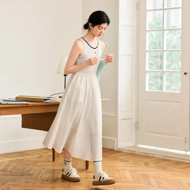 ZIHAN Sleeveless Dresses Women's White-1