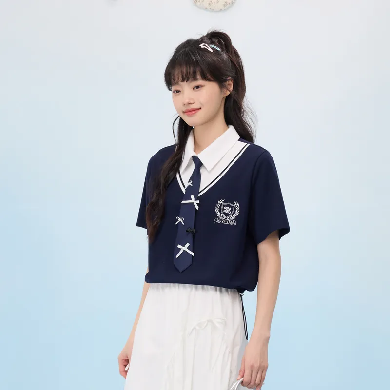 ZIHAN Polo Shirt Women's Navy Blue-3