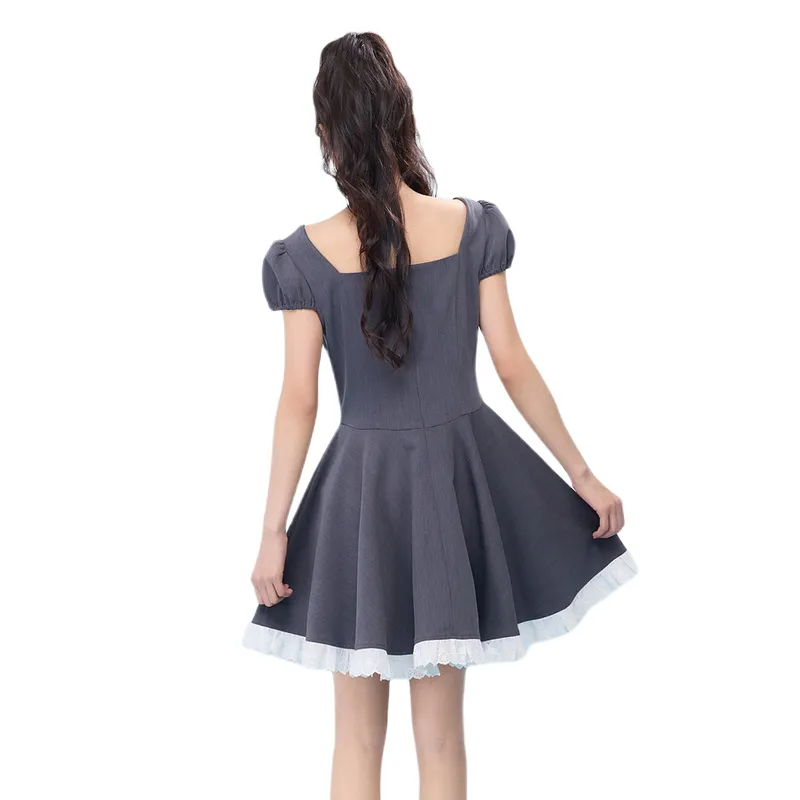 ZIHAN Short Sleeved Dress Women's Gray-0