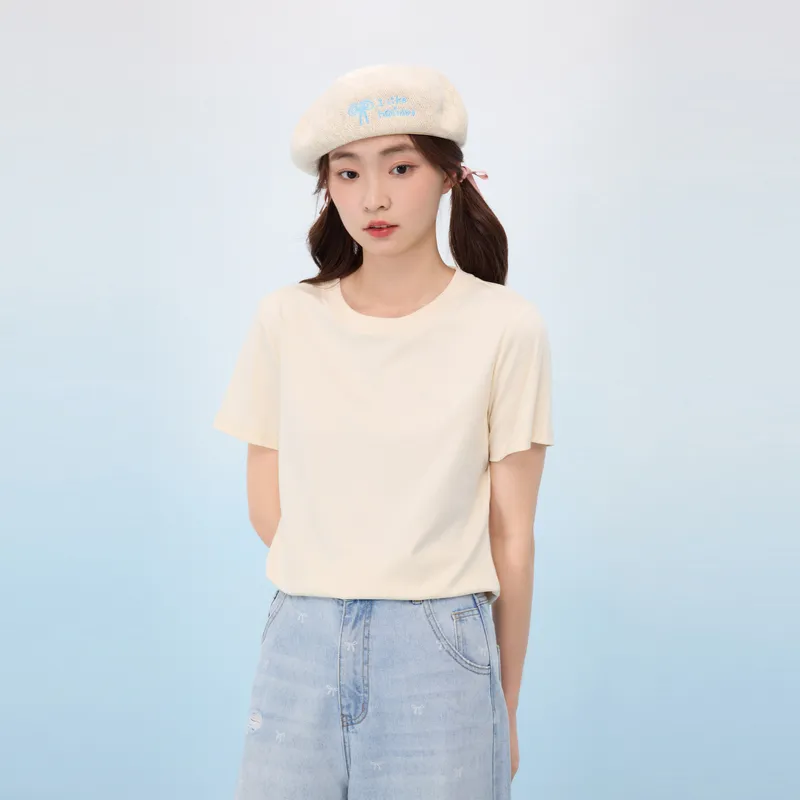 ZIHAN Set in Sleeve T Shirt Women's White-4
