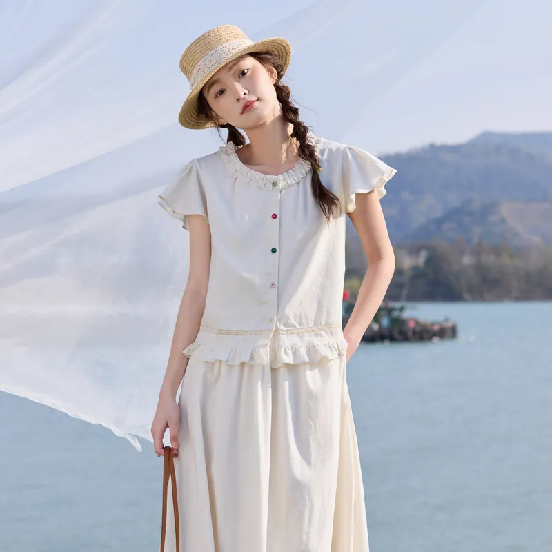 ZIHAN T Shirts Women's Beige-3