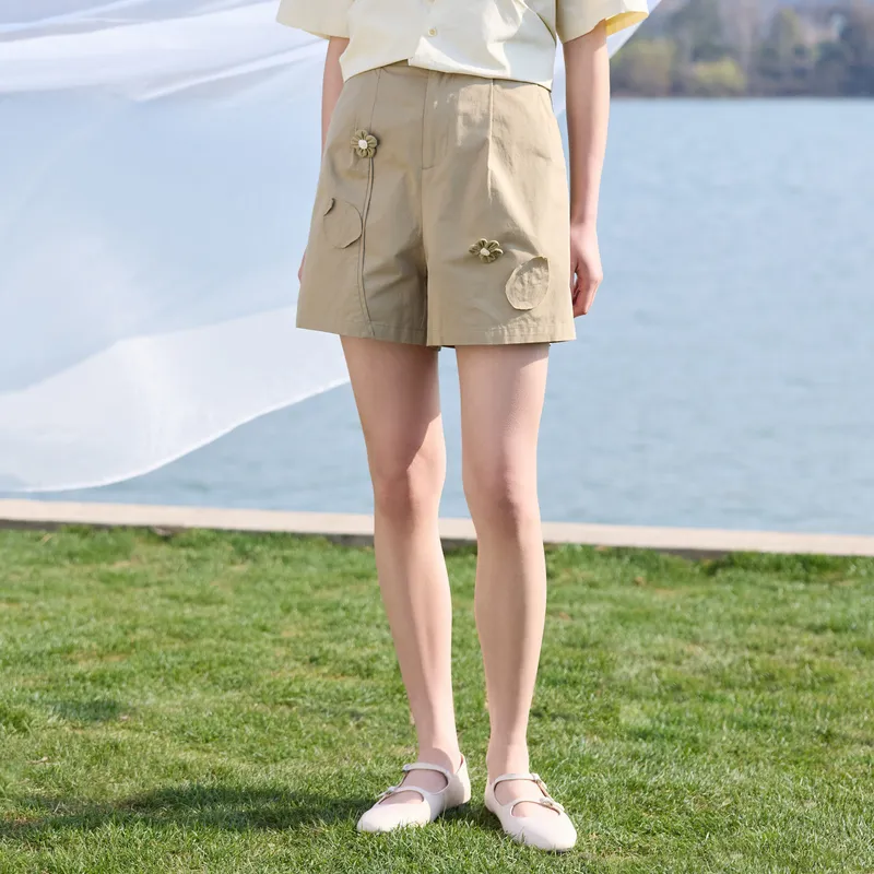 ZIHAN Casual Shorts Women's Khaki Green-2