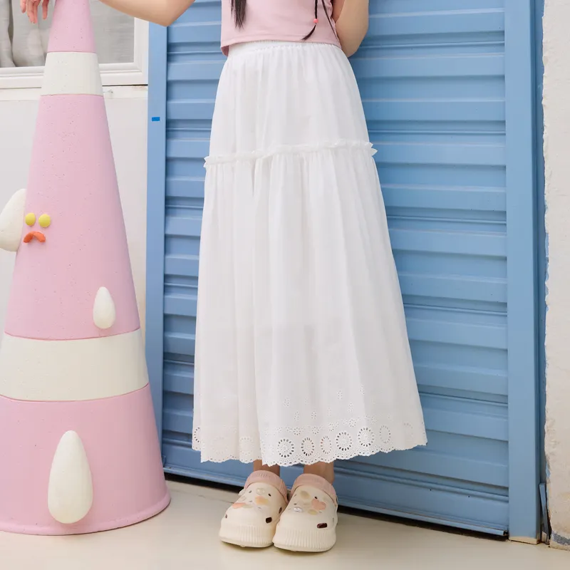 ZIHAN Casual Long Skirt Women's Raw White-2