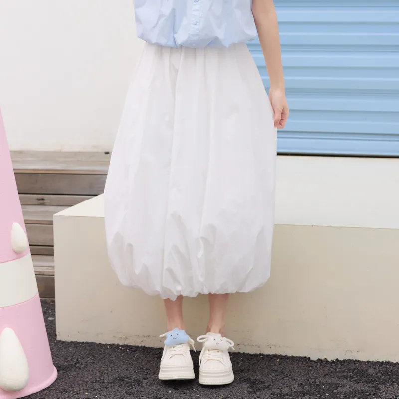 ZIHAN Casual Long Skirt Women's White-3